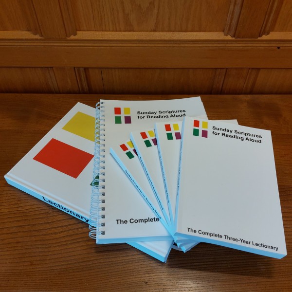 Image showing the print editions of 'Sunday Scriptures for Reading Aloud' available from the UK warehouse. Click to visit ssra.uk/shop